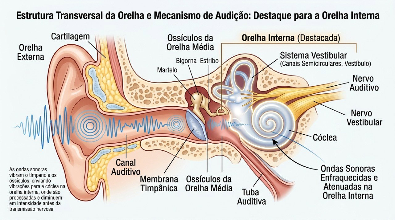 A perda auditiva súbita pode envolver o ouvido interno e não deve ser confundida automaticamente com excesso de cera.