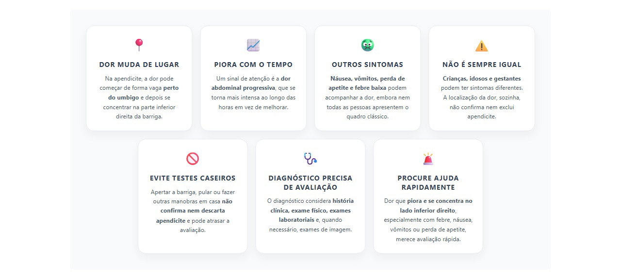 Dor do umbigo para o lado direito: sinais de apendicite que exigem avaliação rápida