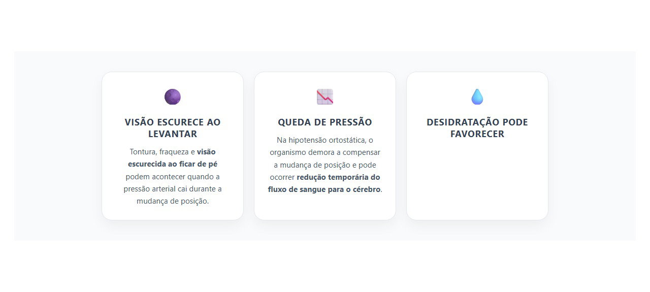 Visão escurecendo ao levantar: sinais de queda de pressão e quando investigar