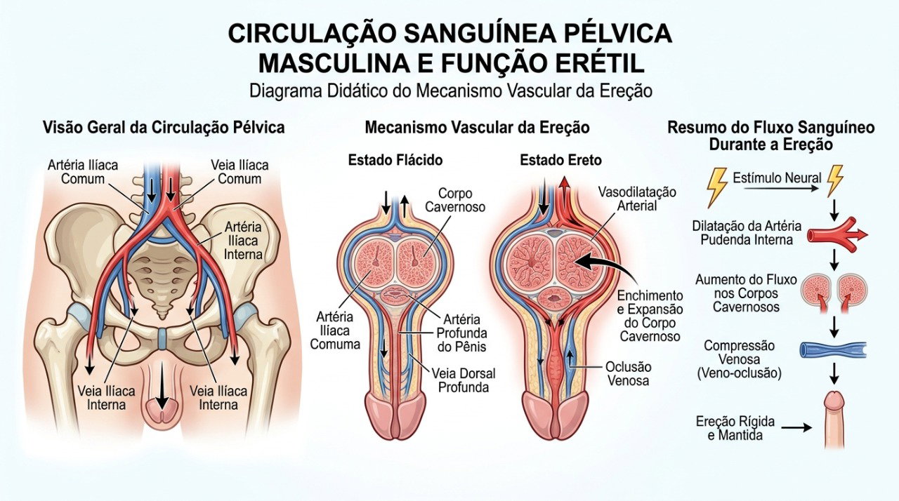 A função erétil depende, entre outros fatores, de uma circulação sanguínea adequada.
