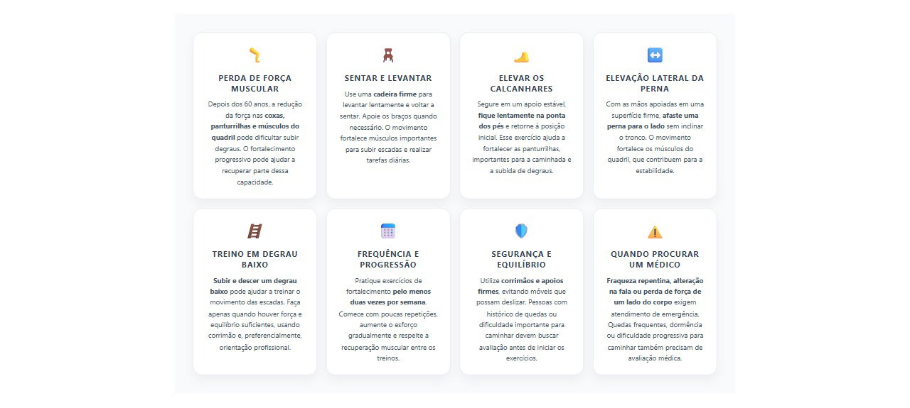 Força nas pernas depois dos 60: 8 cuidados para voltar a subir escadas com segurança HTML