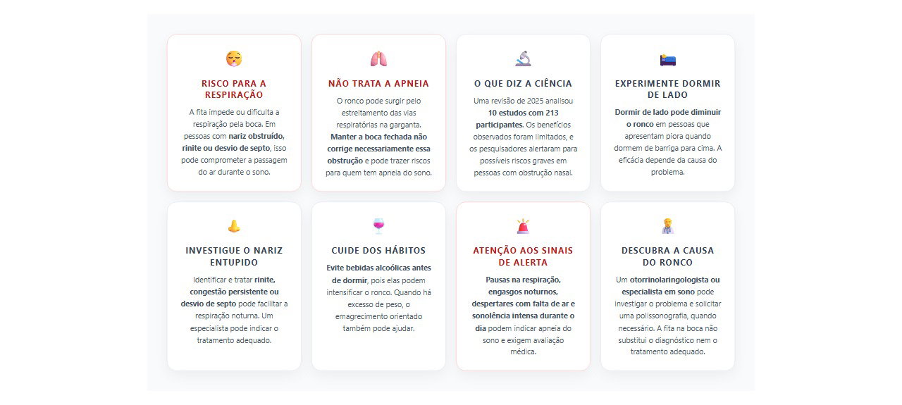Fita na boca para parar de roncar: 8 riscos e alternativas para respirar melhor