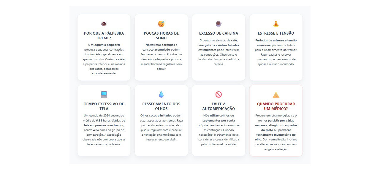 Pálpebra tremendo: 8 causas, cuidados e sinais de alerta para os olhos