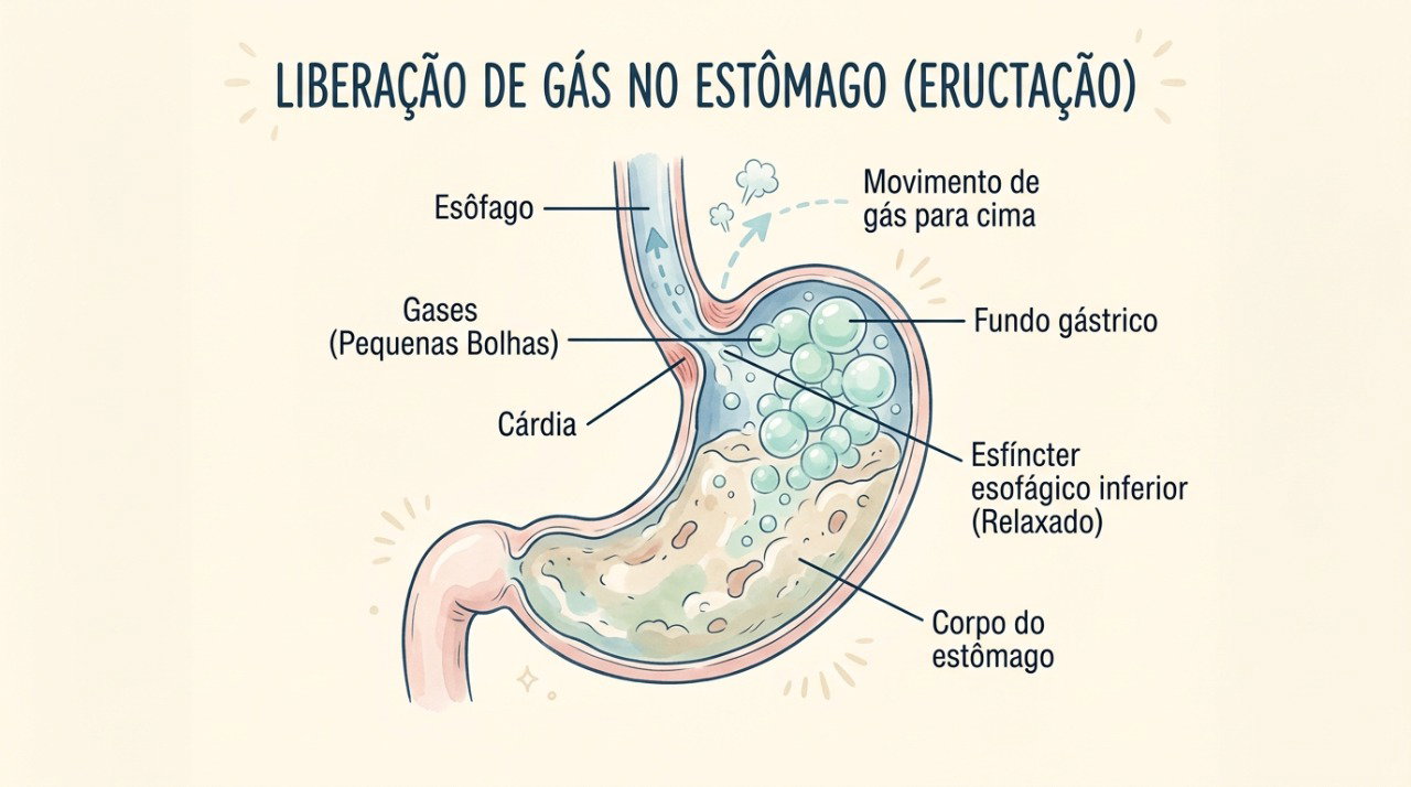 O gás liberado pela água com gás pode causar pressão no estômago, arrotos e sensação temporária de barriga estufada.