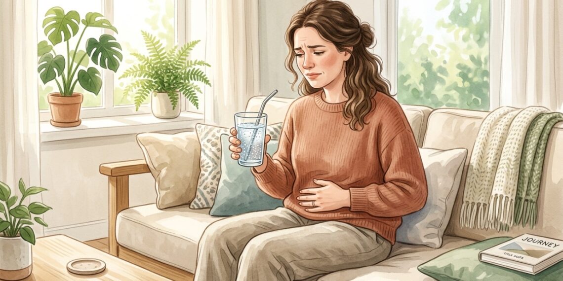 A água com gás hidrata como a água natural, mas suas bolhas podem provocar sensação de estufamento em algumas pessoas.