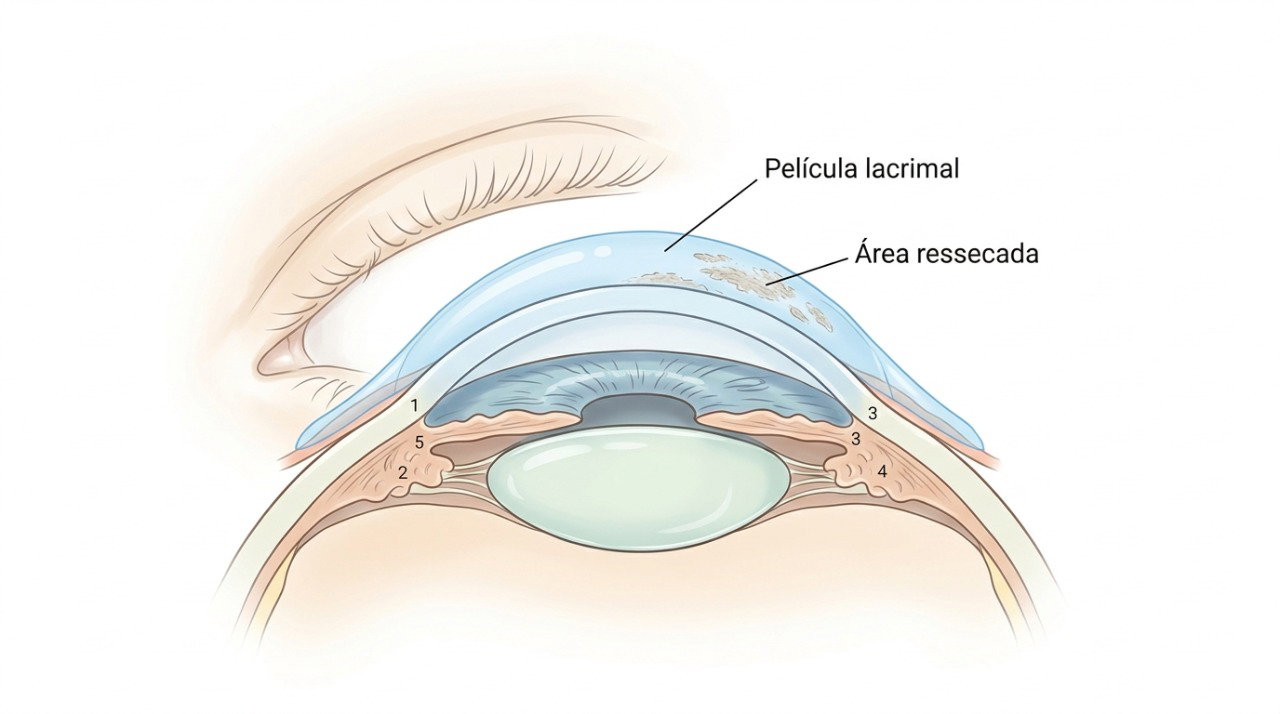 A instabilidade da película lacrimal pode causar irritação e estimular a produção reflexa de lágrimas.
