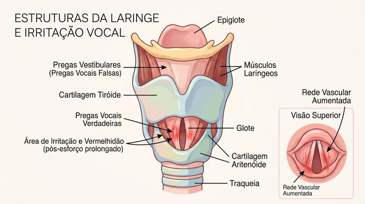 O uso prolongado da voz pode sobrecarregar as pregas vocais e provocar rouquidão.