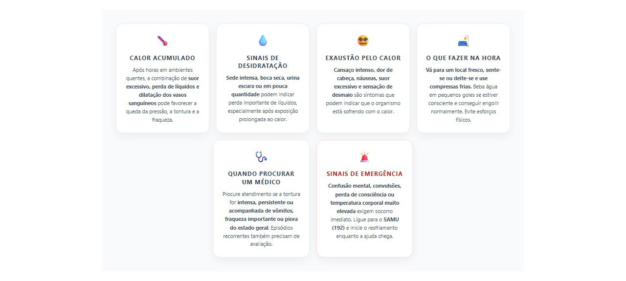 Tontura e fraqueza no calor: 6 sinais de alerta e o que fazer