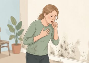 O mofo em ambientes atingidos por enchentes pode irritar as vias respiratórias e provocar tosse.