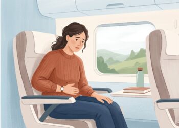 Mudanças na rotina durante viagens podem favorecer a prisão de ventre e o desconforto abdominal.