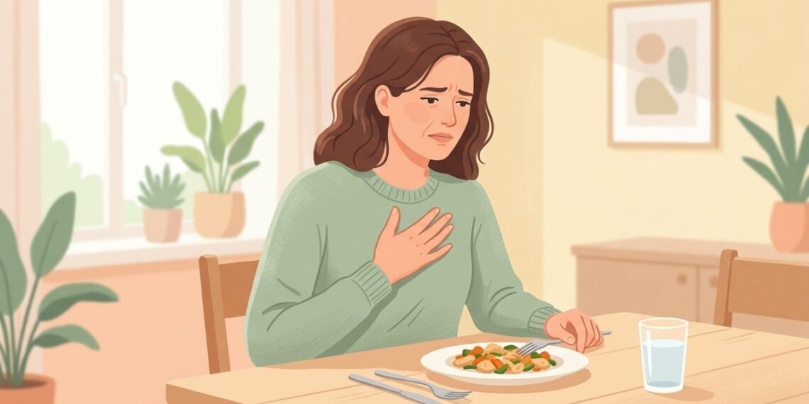 A sensação de comida presa no peito ao engolir pode indicar disfagia e merece investigação quando é recorrente.