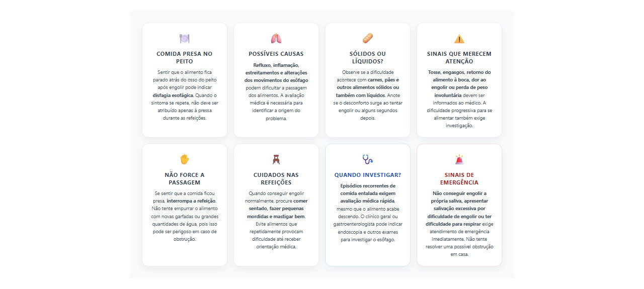 Comida entalada no peito: 8 sinais de disfagia e quando procurar atendimento