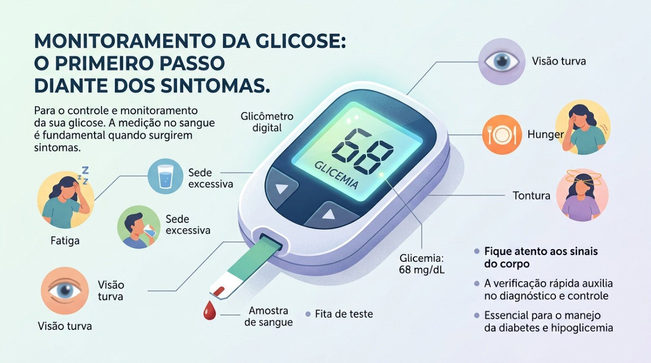 Medir a glicemia ajuda a identificar a hipoglicemia e orientar os primeiros cuidados.