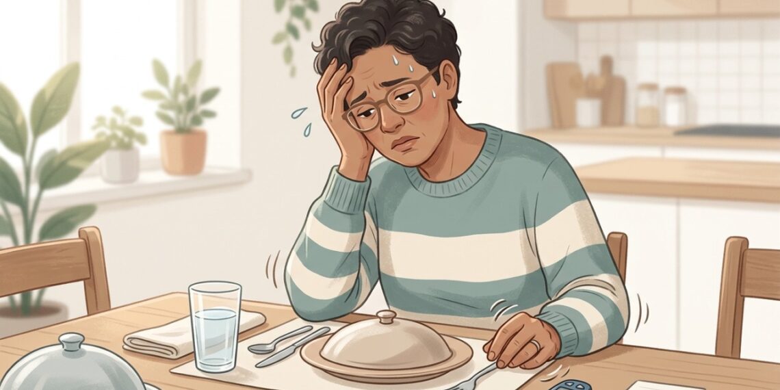 Tremor e suor antes do almoço podem indicar queda da glicose em pessoas com diabetes.