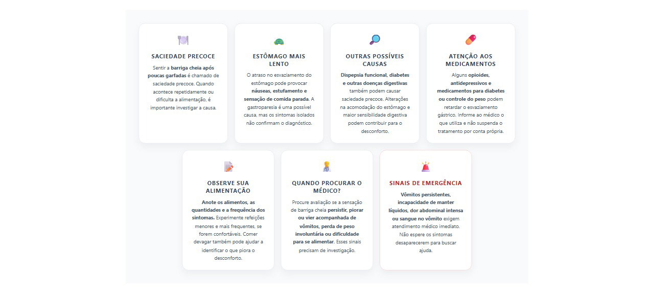 Barriga cheia após poucas garfadas: 7 sinais e cuidados para investigar a saciedade precoce