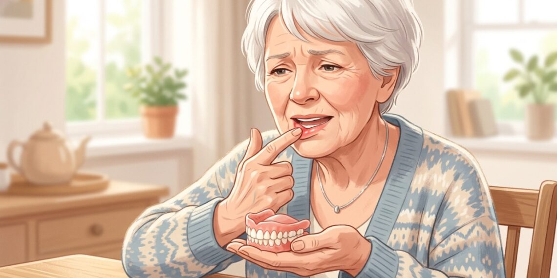 Dentadura que machuca repetidamente pode indicar pressão excessiva na gengiva e necessidade de ajuste.
