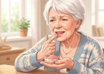 Dentadura que machuca repetidamente pode indicar pressão excessiva na gengiva e necessidade de ajuste.