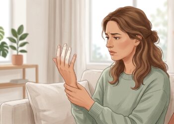 Dedos esbranquiçados em ambientes frios podem indicar uma reação vascular associada ao fenômeno de Raynaud.