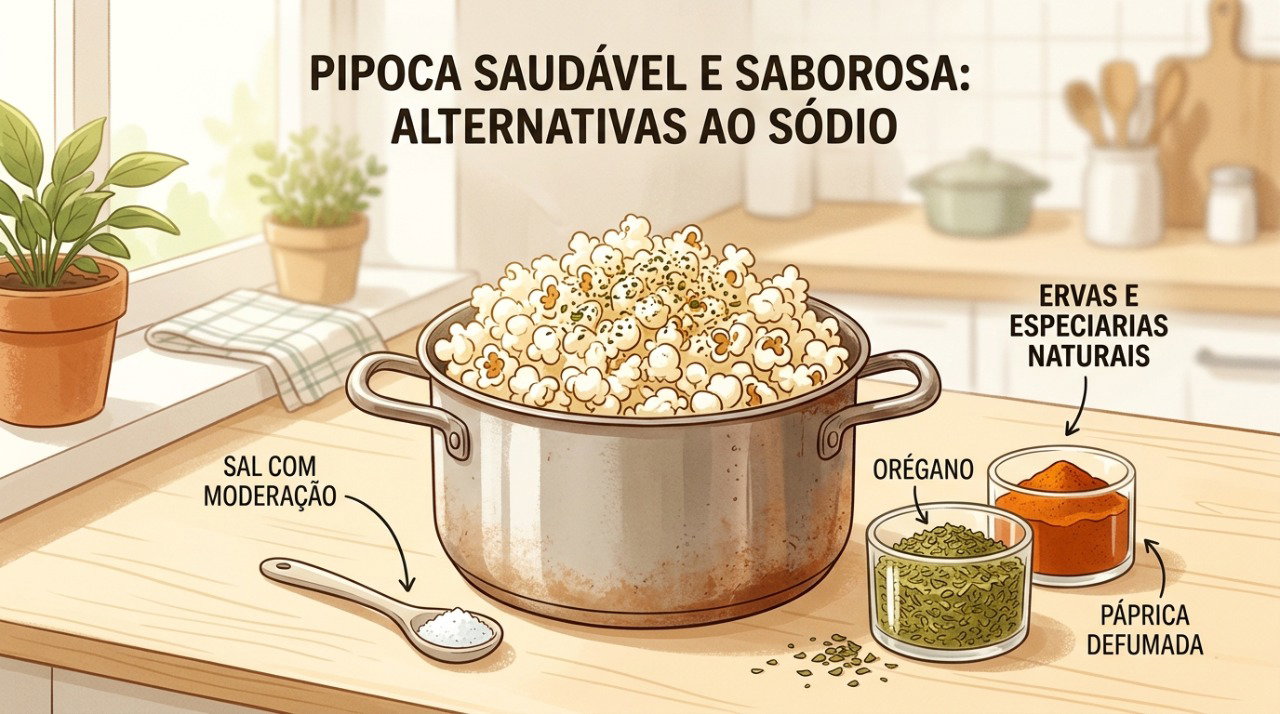 Temperos naturais ajudam a dar sabor à pipoca caseira sem precisar adicionar muito sal.
