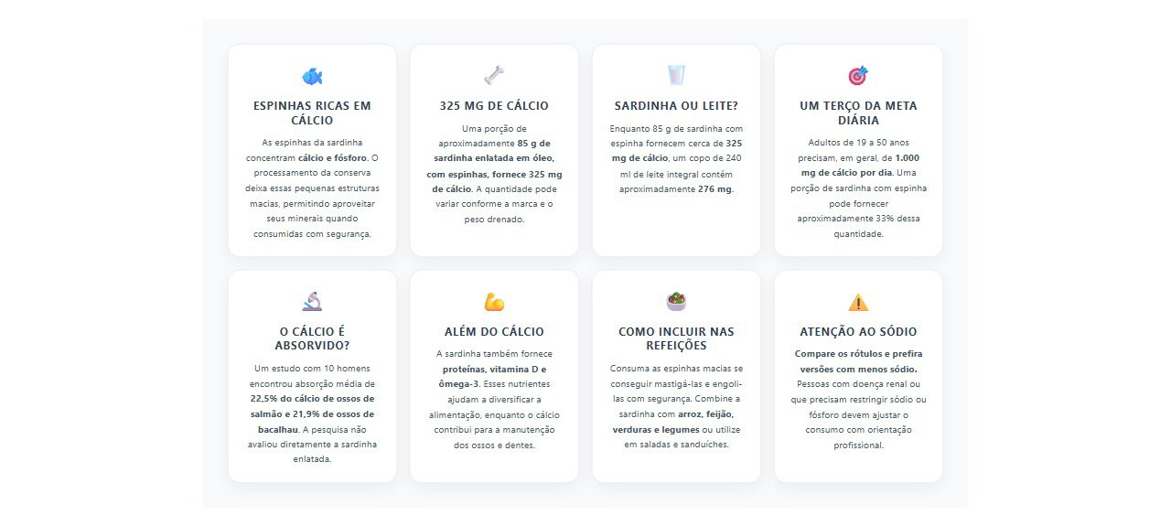 Sardinha em lata com espinha: 8 benefícios e cuidados para aproveitar o cálcio