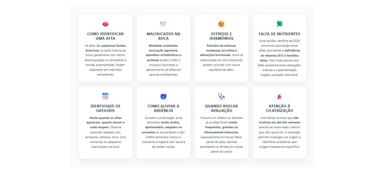 Aftas recorrentes: 8 causas, cuidados e sinais de alerta para feridas na boca