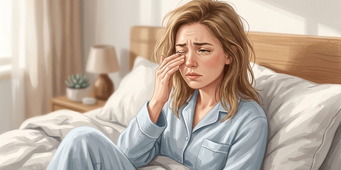 Olhos grudados ao acordar podem indicar acúmulo de secreção, irritação ou conjuntivite.