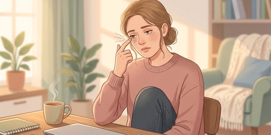 O tremor da pálpebra no fim do dia pode estar associado ao cansaço, à falta de sono e ao estresse.