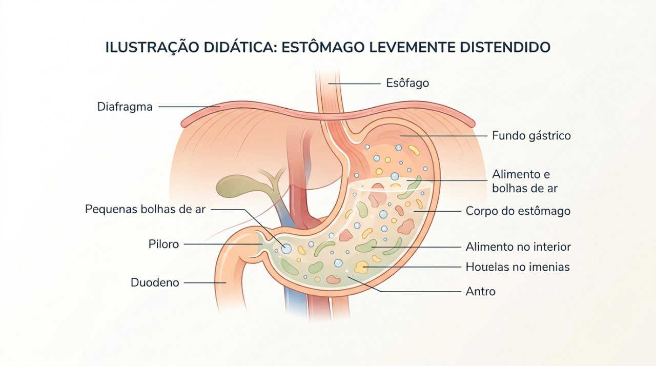 A distensão do estômago pode estimular o reflexo responsável pelas contrações involuntárias do diafragma.