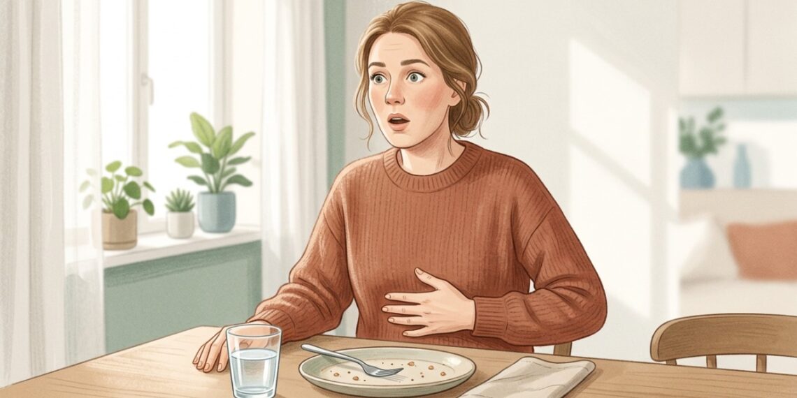 Comer depressa pode favorecer a ingestão de ar e desencadear soluços após a refeição.