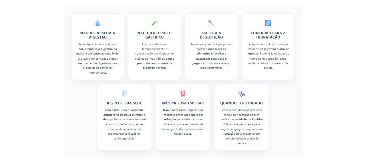Beber água durante o almoço: 7 fatos sobre digestão, hidratação e cuidados