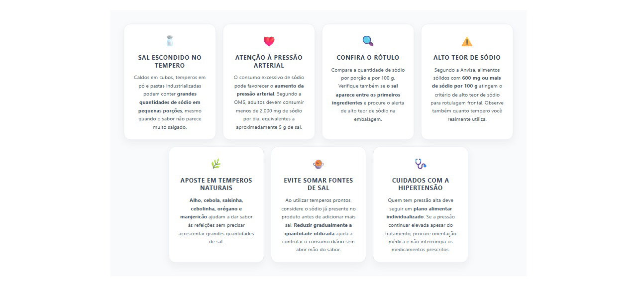 Tempero pronto tem muito sal? 7 cuidados para identificar o sódio e proteger a saúde