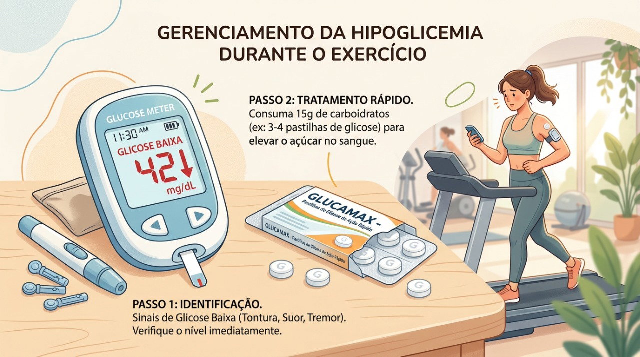 Monitorar a glicemia e ter açúcar de ação rápida disponível ajuda a prevenir complicações durante a caminhada.