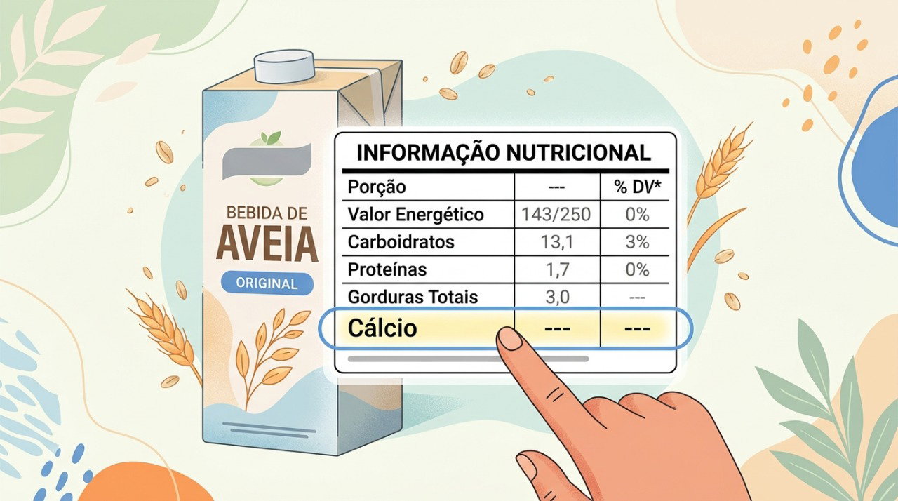 Conferir a quantidade de cálcio na tabela nutricional ajuda a identificar bebidas de aveia enriquecidas com o mineral.