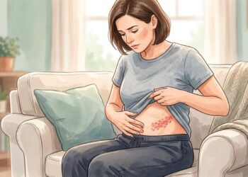 Bolhinhas doloridas em apenas um lado da barriga podem ser sinal de herpes-zóster.