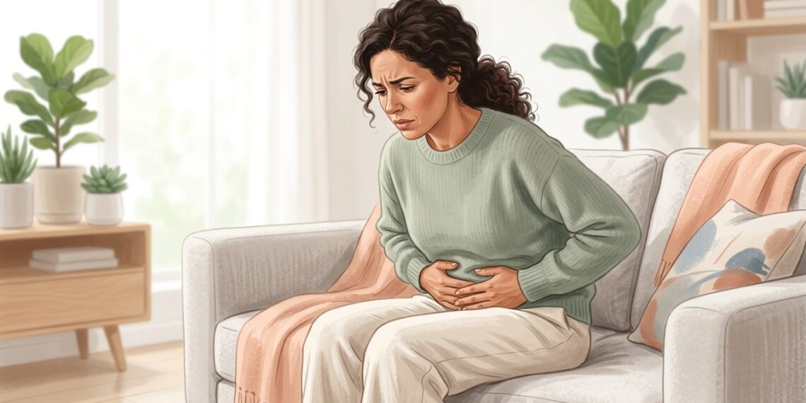 A dor na parte inferior da barriga pode aumentar com a bexiga cheia e melhorar após urinar.