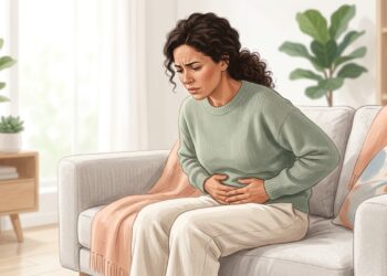 A dor na parte inferior da barriga pode aumentar com a bexiga cheia e melhorar após urinar.