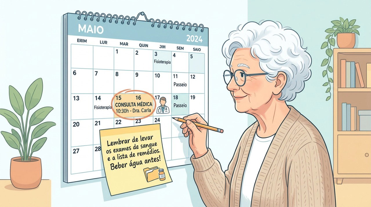 Calendários e lembretes visuais podem ajudar a organizar informações e facilitar a rotina de quem apresenta dificuldades de memória.
