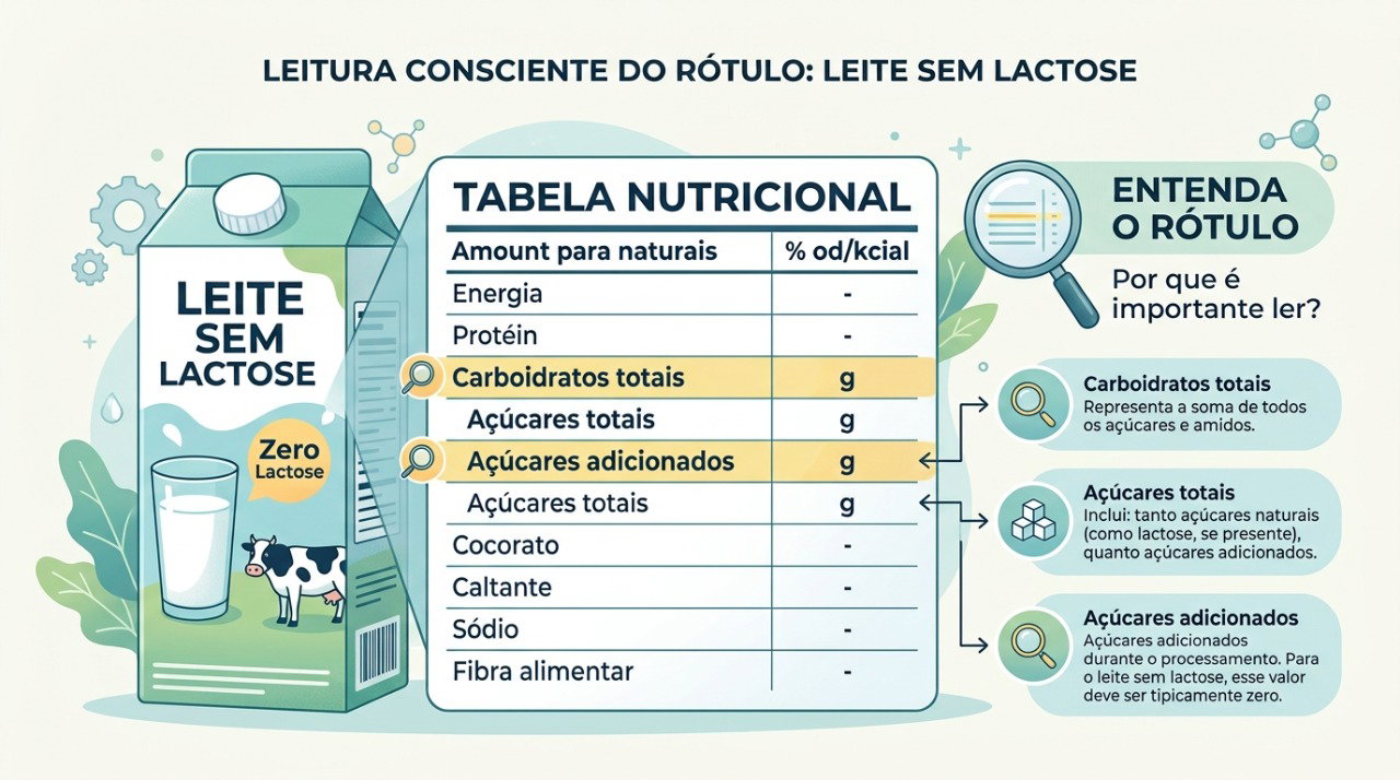Conferir os carboidratos e os açúcares no rótulo ajuda a escolher o leite sem lactose.