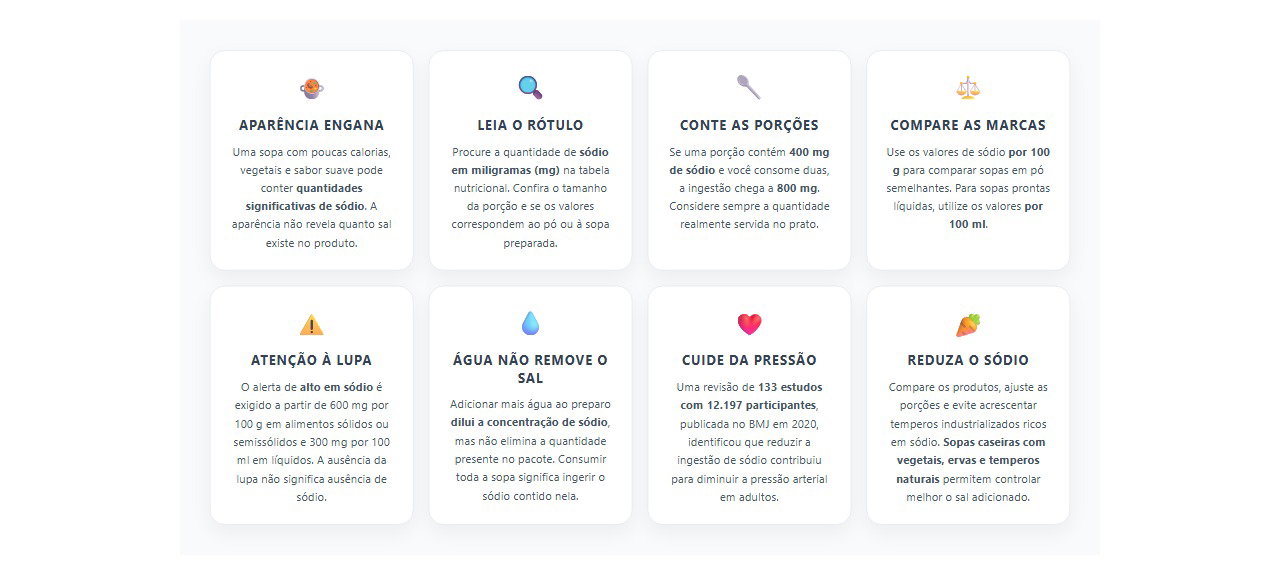 Sopa de pacote: 8 dicas para descobrir quanto sal você consome