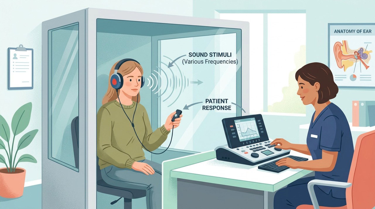 A audiometria ajuda a identificar alterações auditivas após a exposição à música alta.