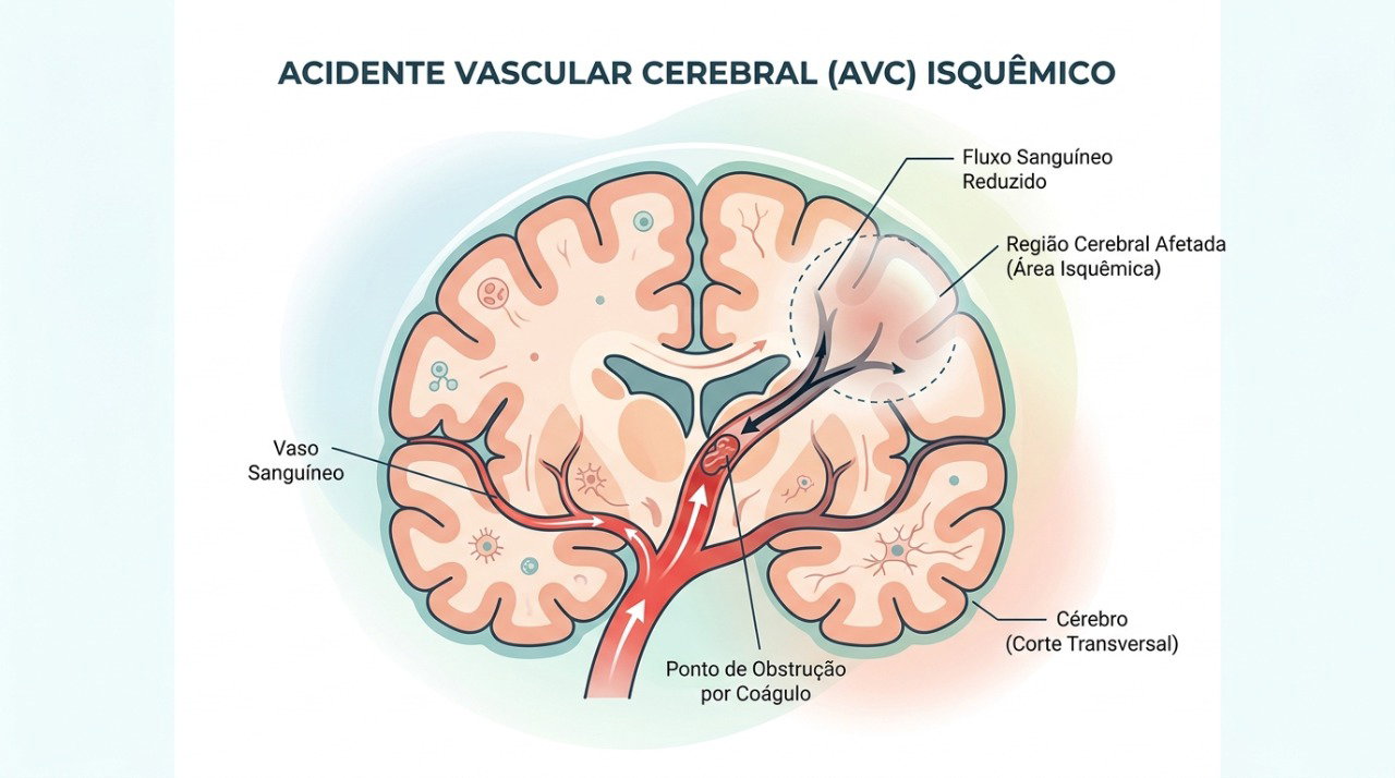 A interrupção temporária da circulação cerebral pode causar um ataque isquêmico transitório (AIT).