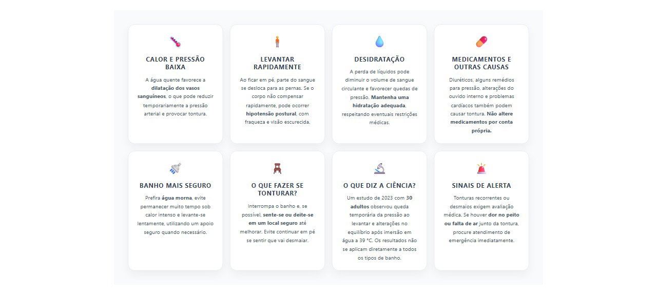 Tontura ao sair do banho quente: 8 causas, cuidados e sinais de alerta