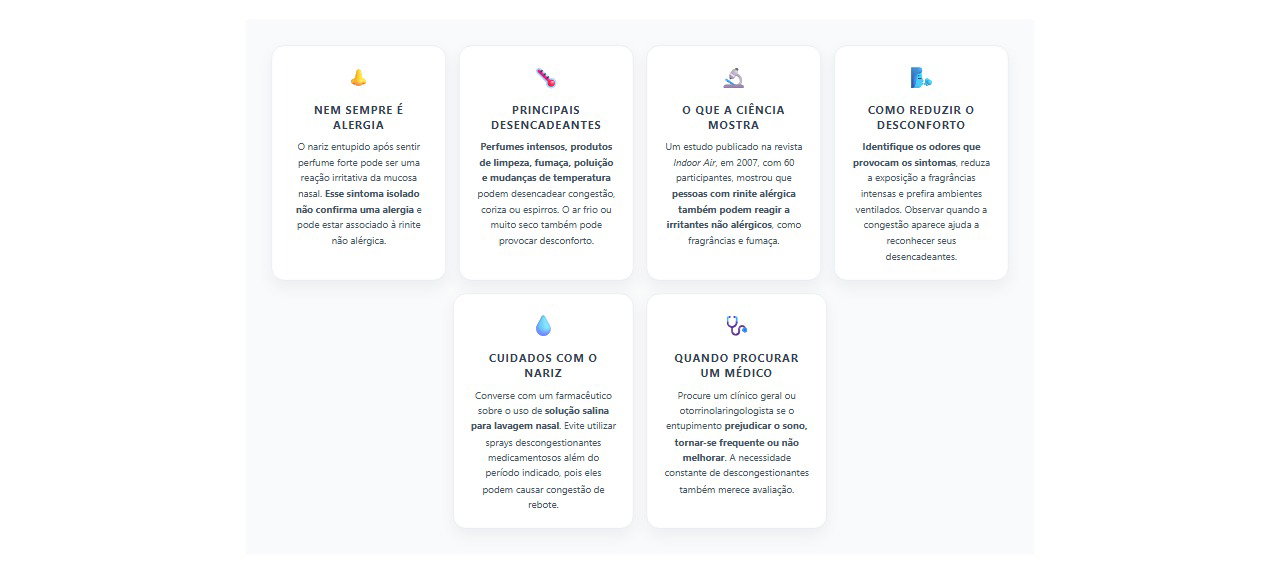 Nariz entupido com perfume forte: 6 sinais e cuidados para entender essa reação