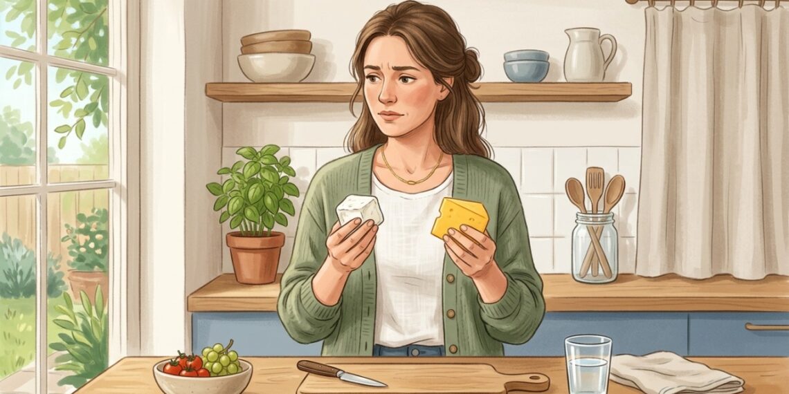 A cor do queijo não determina a quantidade de sódio presente no alimento.