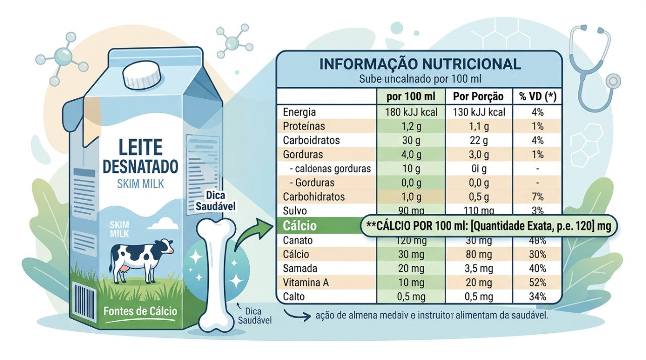 Comparar o cálcio por 100 ml ajuda a identificar o conteúdo do mineral em diferentes leites.