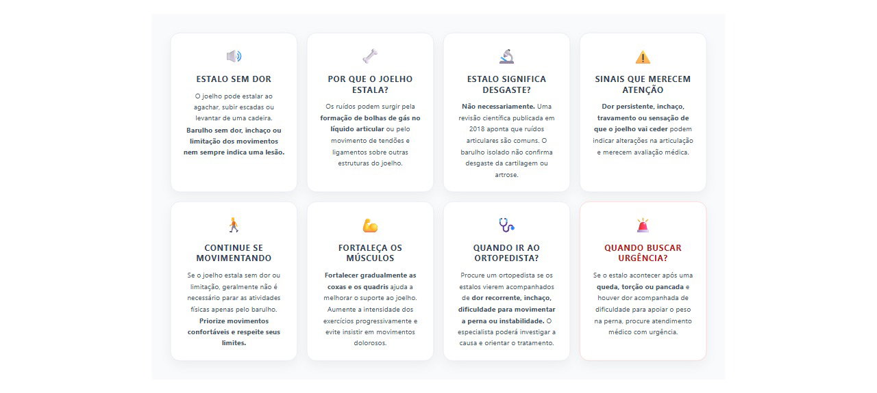 Joelho estalando ao agachar: 8 sinais e cuidados para saber quando se preocupar