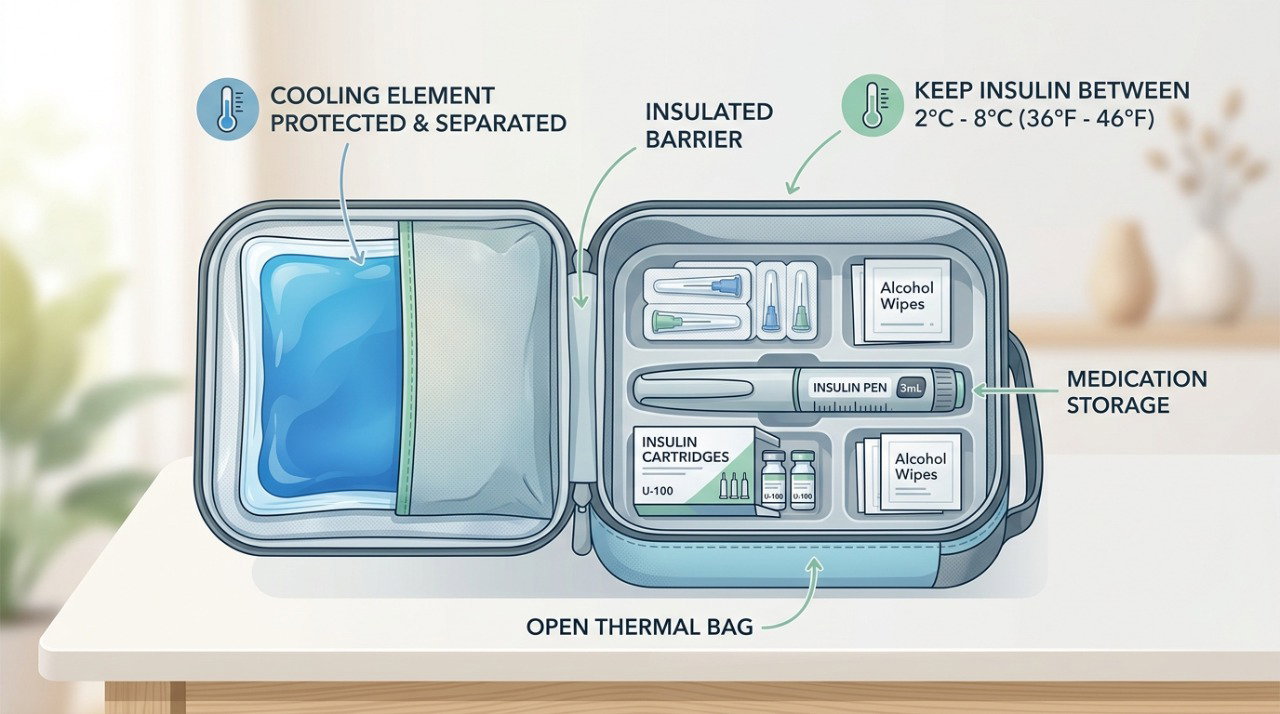 Medicamentos sensíveis ao calor, como a insulina, exigem cuidados específicos de temperatura durante o transporte.