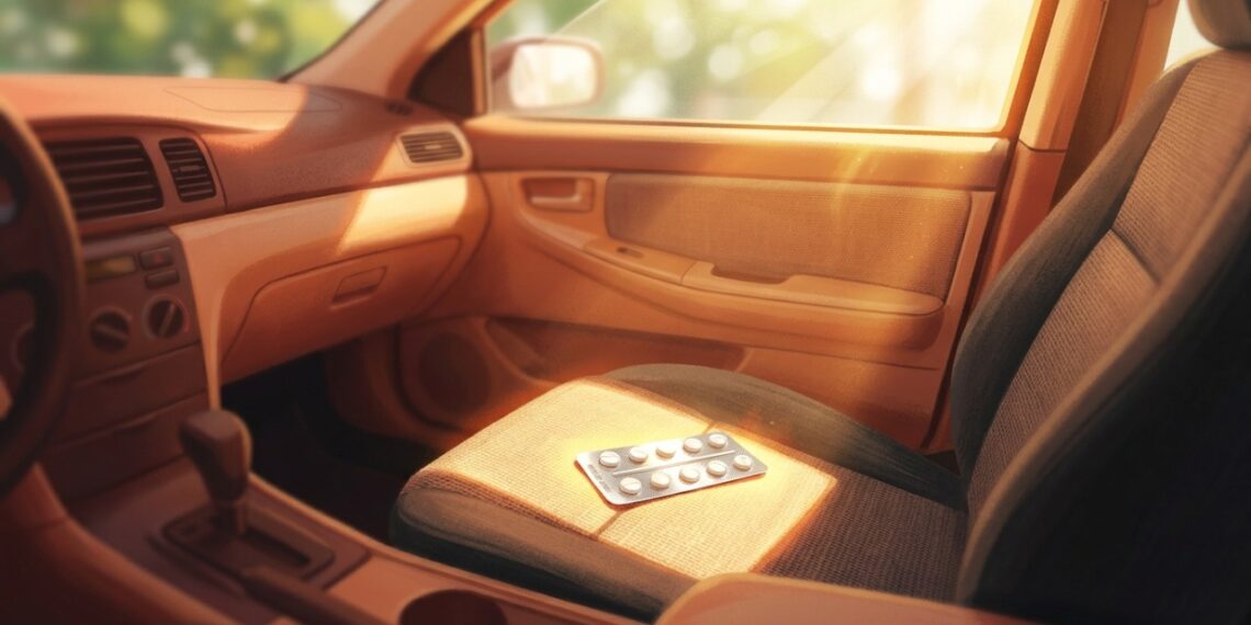 O calor intenso dentro de um carro pode comprometer a qualidade e a eficácia dos medicamentos.