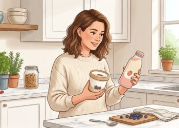 Comparar os rótulos do iogurte natural e da bebida láctea ajuda a identificar qual oferece mais proteína.