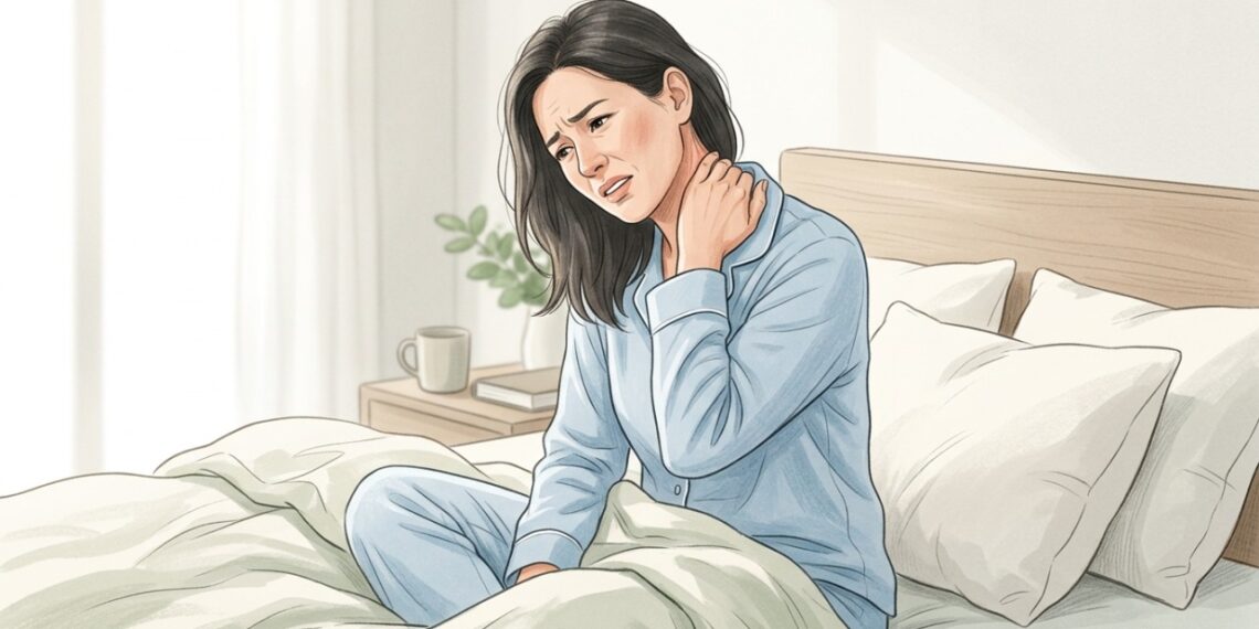 Acordar com o pescoço travado pode estar relacionado à posição de dormir e ao apoio da cabeça.
